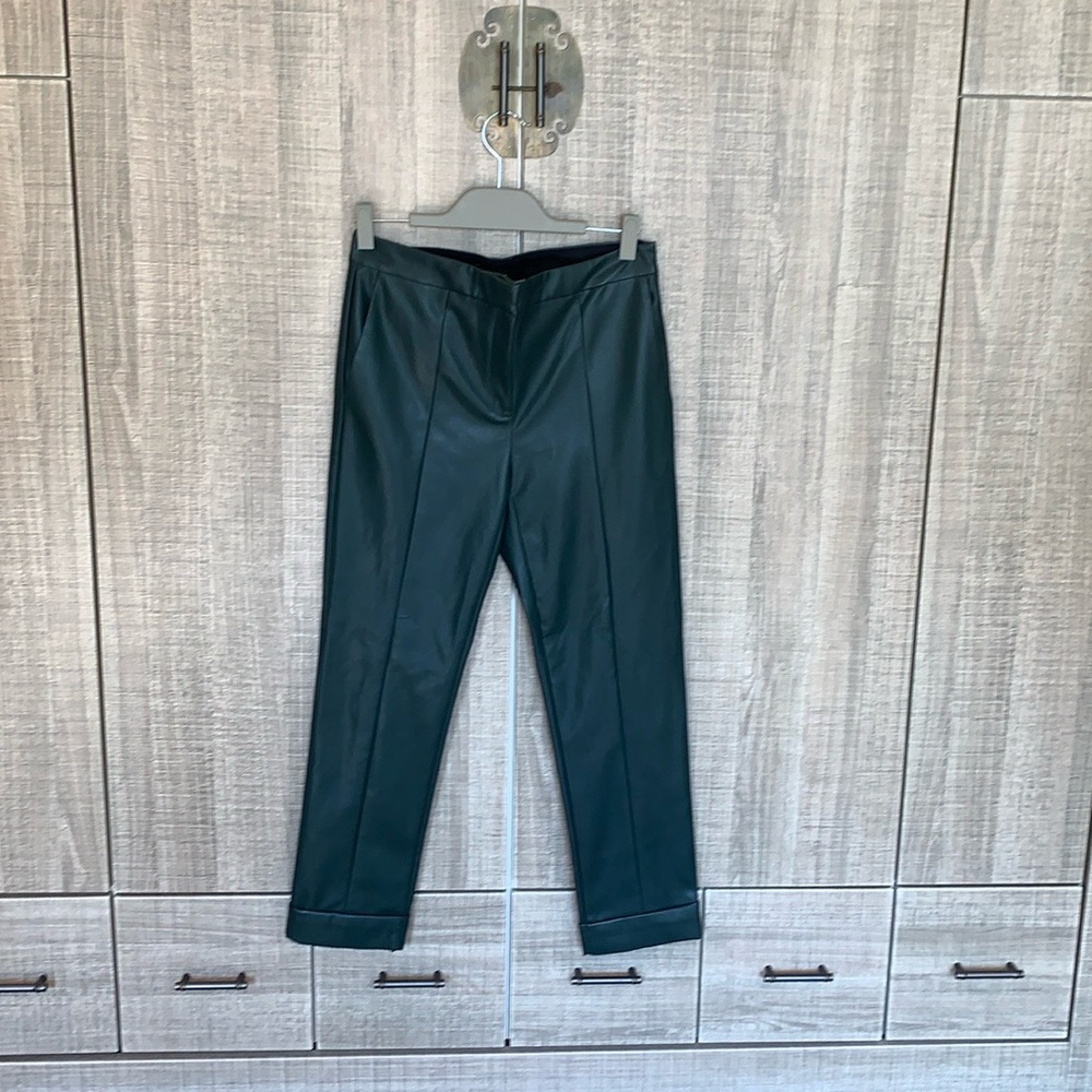 Ann Taylor Faux Leather High Waist Ankle Trousers